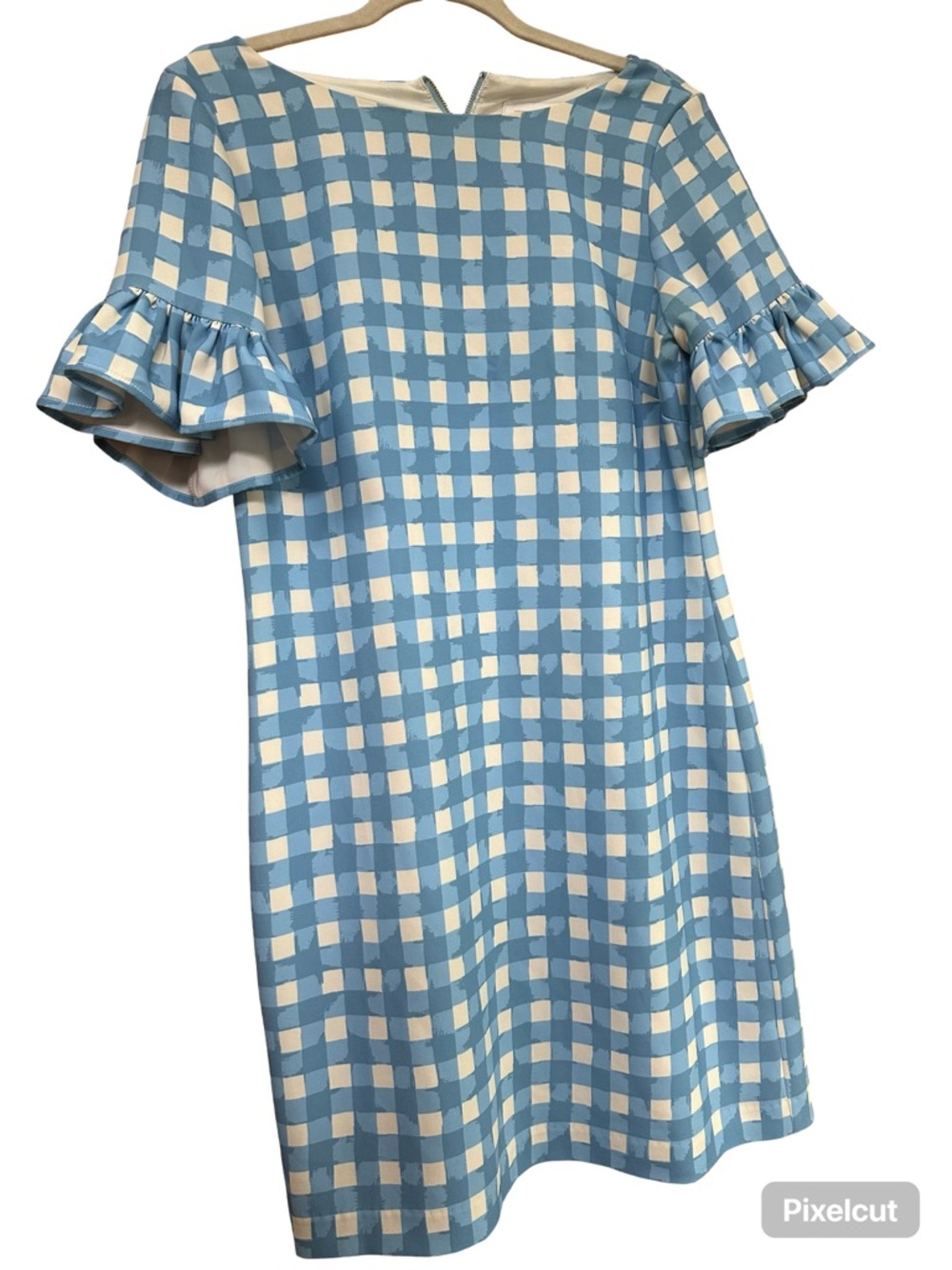 Sail to Sable Gingham Ruffle-Sleeve Spring Graduation Wedding guest Dress - Picture 6 of 12